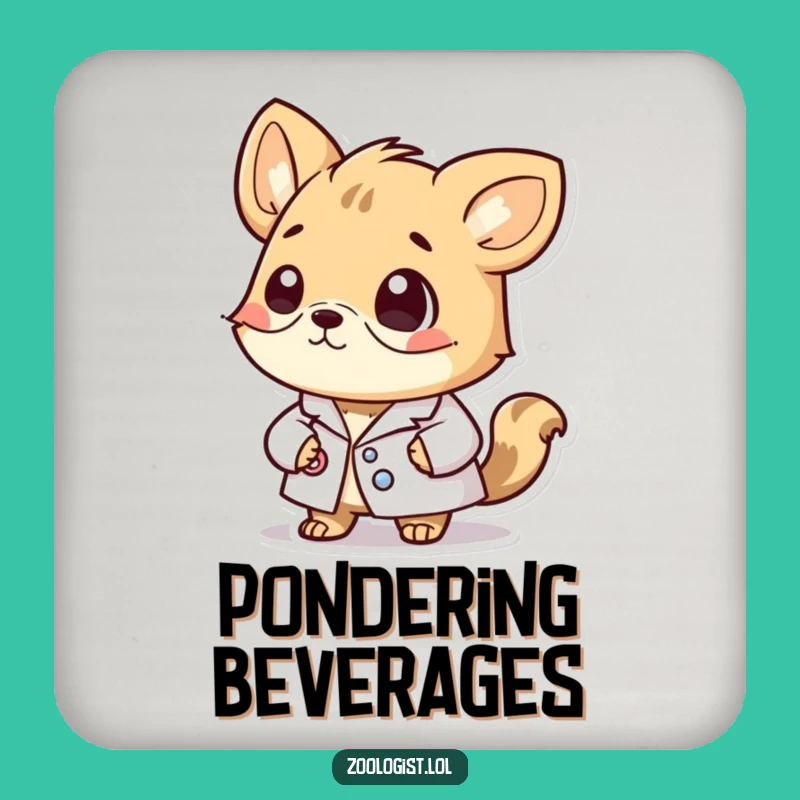 Funny Drink Coaster: Thoughtful Lab Coat Animal - Protect & Ponder!