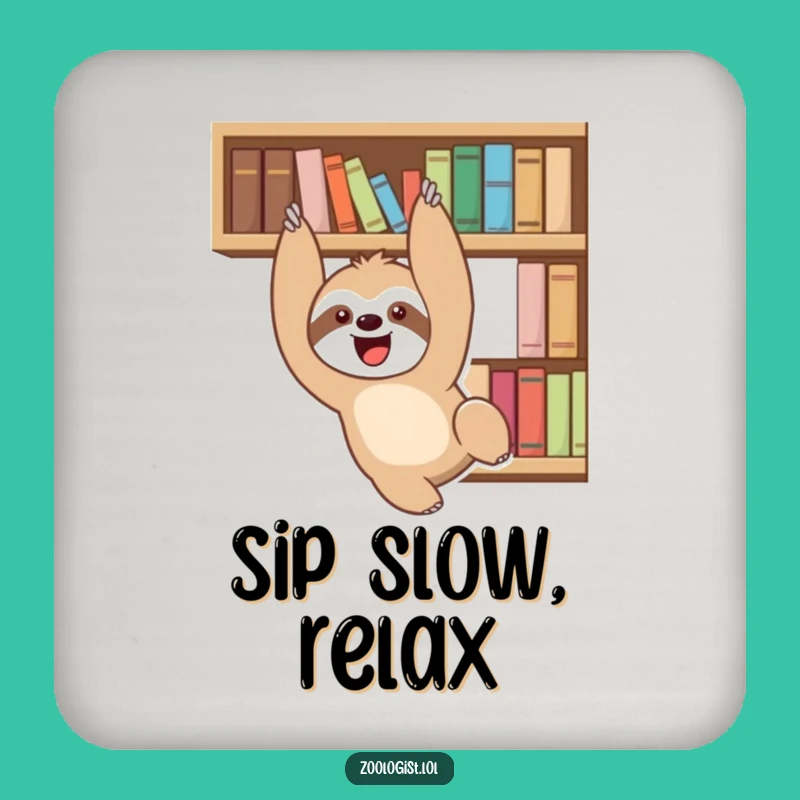 Funny Sloth Bookshelf Coaster: Protect Surfaces with Hilarious Reading Art
