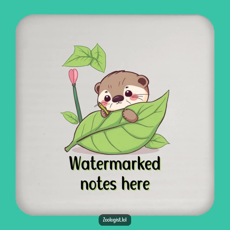 Funny Otter Leaf Annotation Coaster Set - Hilarious Study Table Protection