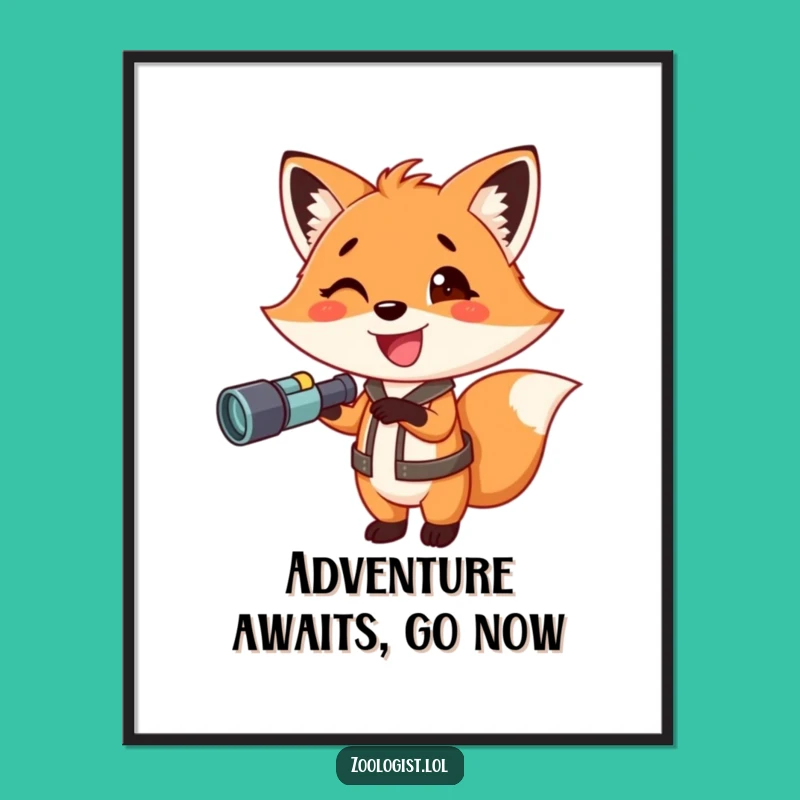 Funny Fox with Binoculars Poster: Exciting Wall Art for Adventurous Souls