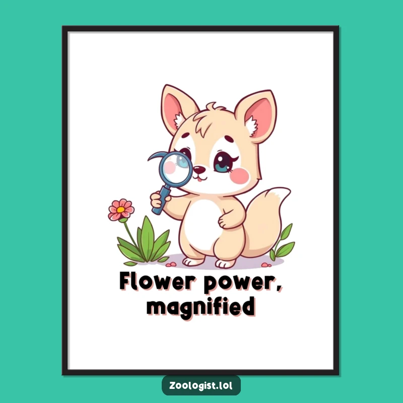 Funny Explorer Poster: Cute Animal Wildflower Art, Perfect Funny Gift