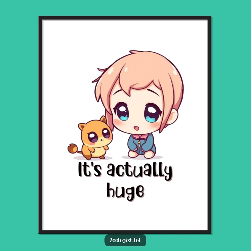 Funny Amazed Character Poster: Tiny Creature Discovery Wall Art Gift