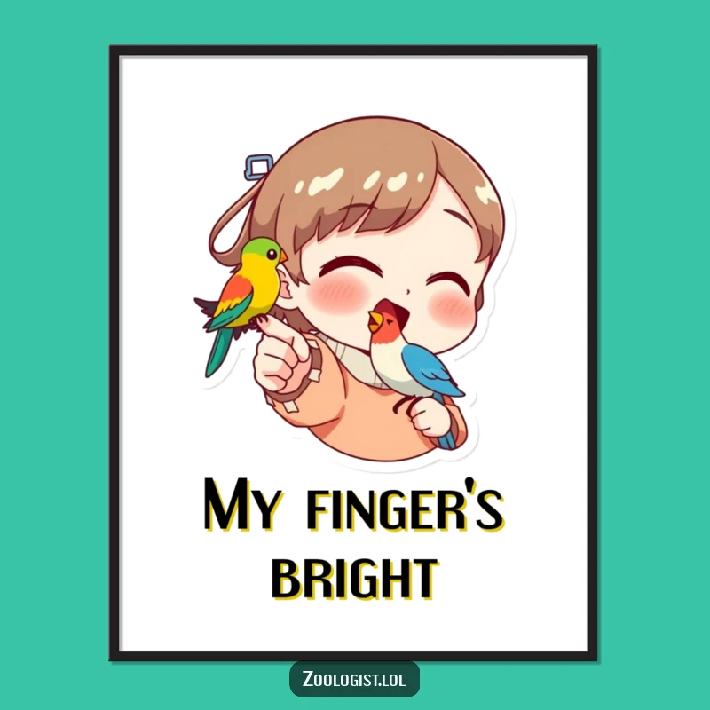 Funny Bird Pointer Poster: Character’s Colorful Bird Art Print Gift