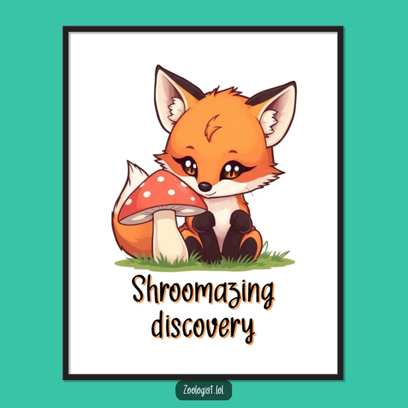 Funny Fox & Mushroom Poster: Brighten Your Walls with Woodland Curiosity and Art
