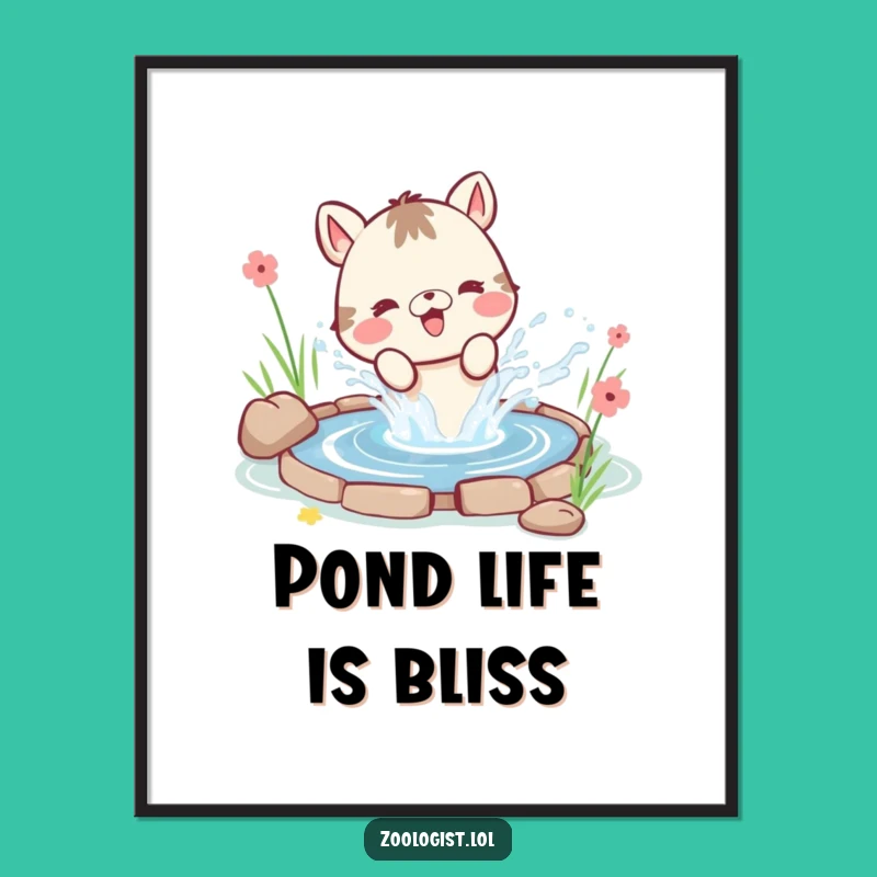 Funny Splashing Fun Poster - Cute Animal Water Play Wall Art