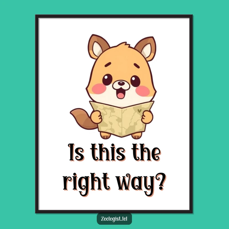 Funny Surprised Animal Map Poster - Cute Art Print for Travel Enthusiasts