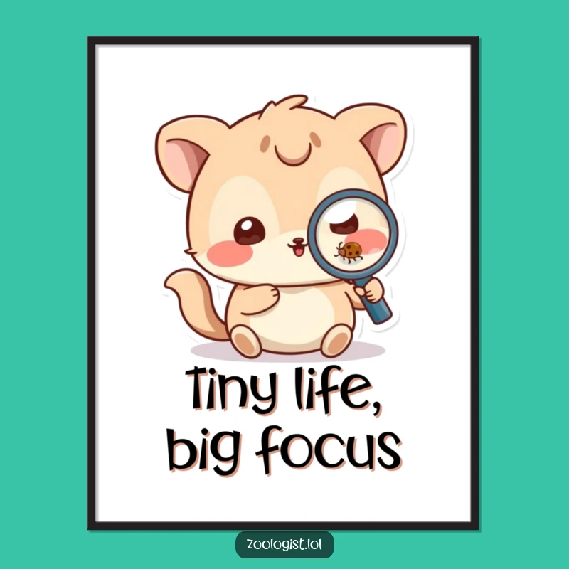 Funny Bug Investigator Poster - Playful Animal with Magnifying Glass, Quirky Wall Art Gift