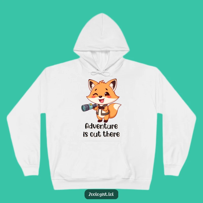 Funny Fox with Binoculars Hoodie: Cozy & Exciting Gift for Adventurers