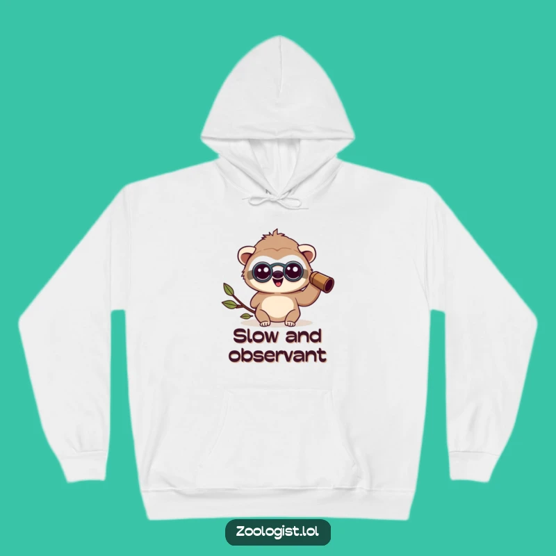 Cozy Funny Kawaii Sloth Zoologist Hoodie: Happy Amazed Character, Nature Gift