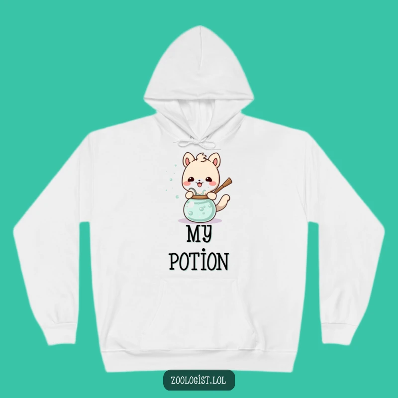 Funny Animal Potion Stirring Hoodie Cozy Magical Apparel, Hilarious Gift