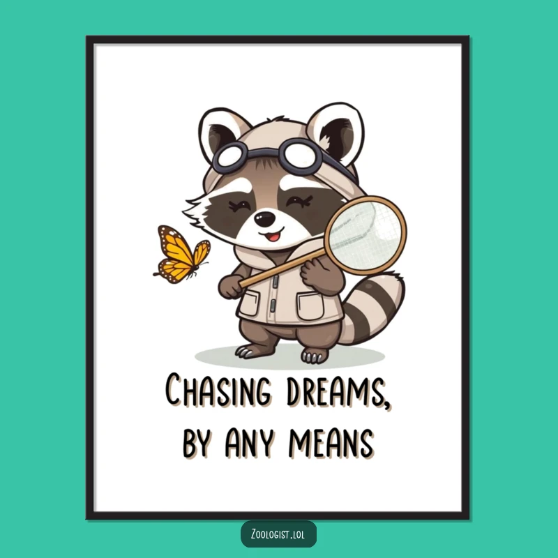 Funny Free Printable Kawaii Raccoon Zoologist Wall Art: Hilarious Downloadable Decor for Nature Enthusiasts