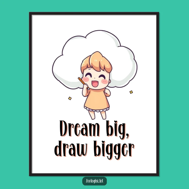 Funny Free Printable Wall Art: Cloud Sketching Character for Whimsical Decor Downloadable Art