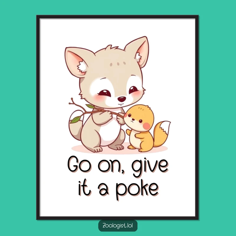 Free Printable Wall Art: Curious Animal Nudging Creature - Adorable Decor