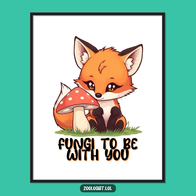 Free Printable Wall Art: Curious Fox & Mushroom - Funny Downloadable Home Decor