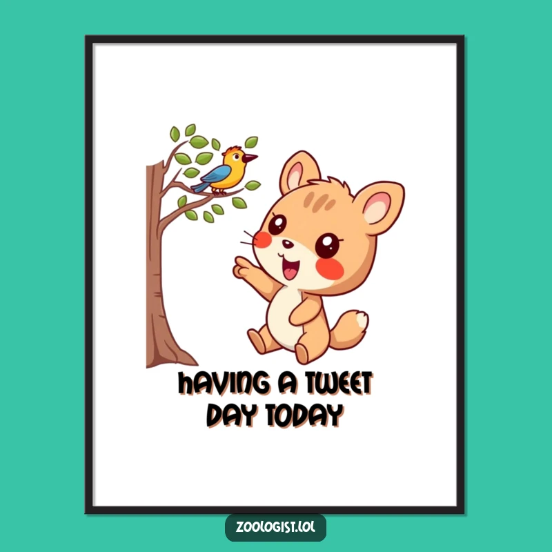 Free Printable Wall Art: Joyful Bird Watcher Animal - Cheerful Decor