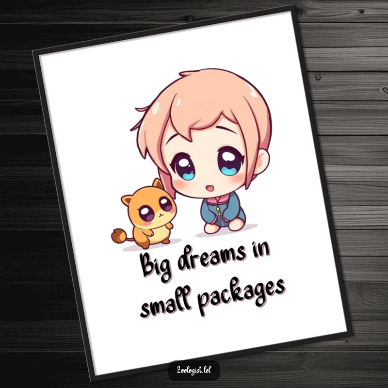 Funny Free Printable Wall Art: Character's eyes wide with wonder observing a minuscule bug, quirky home decor.