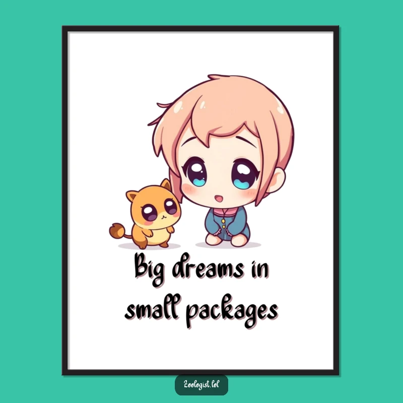 Funny Free Printable Wall Art: Amazed Character Sees Tiny Creature - Downloadable Decor