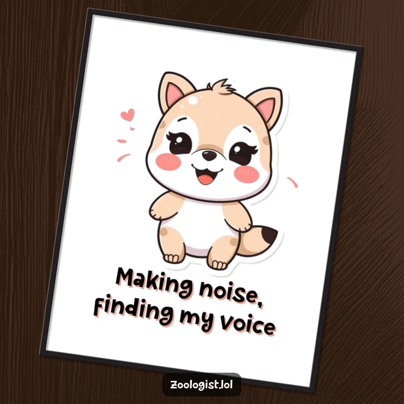 Funny Free Printable Wall Art: Happy character imitating an animal sound, bringing cheerful vibes.