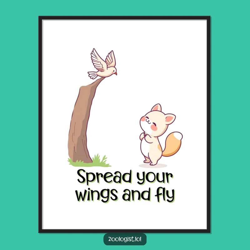 Funny Free Printable Wall Art: Joyful Animal Bird Watching Download