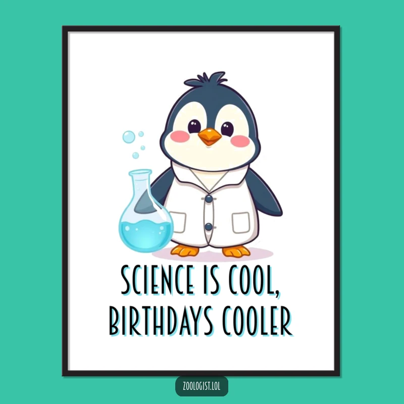 Hilarious Free Printable Wall Art: Penguin Scientist Humor Downloadable Decor