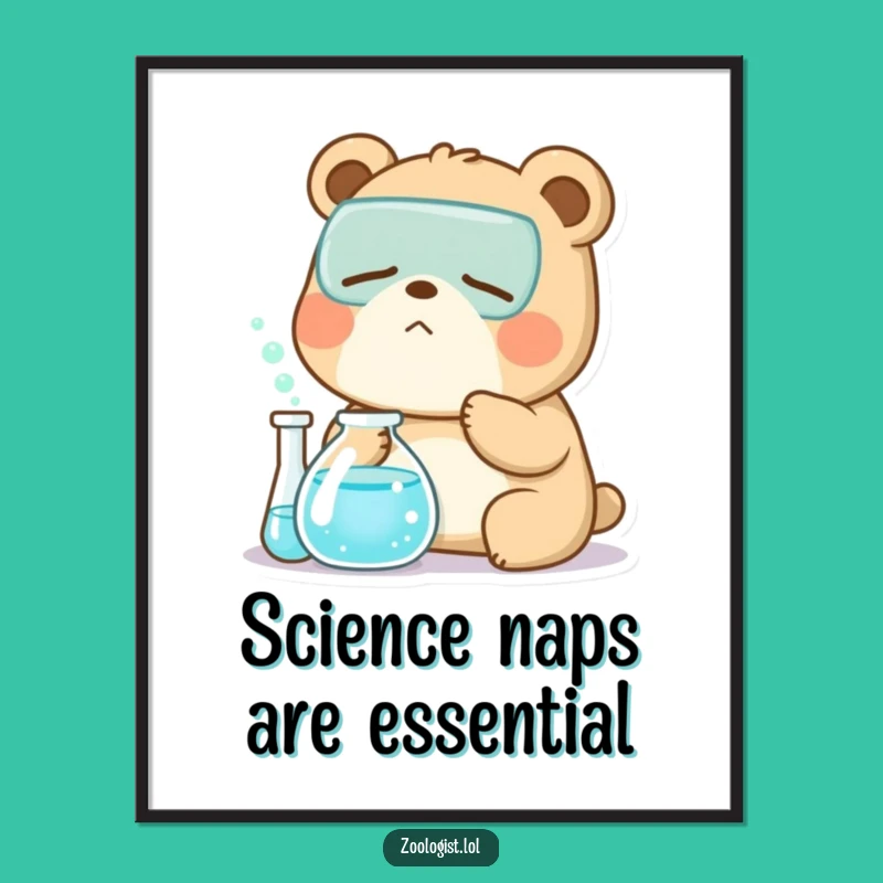 Funny Free Printable Kawaii Bear Zoologist Wall Art: Hilarious Downloadable Decor for Science Lovers