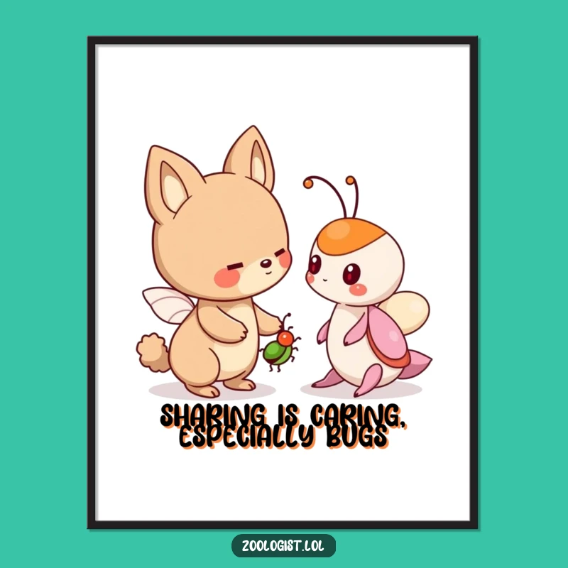 Free Printable Wall Art: Friendly Bug Offering Animal, Quirky Decor