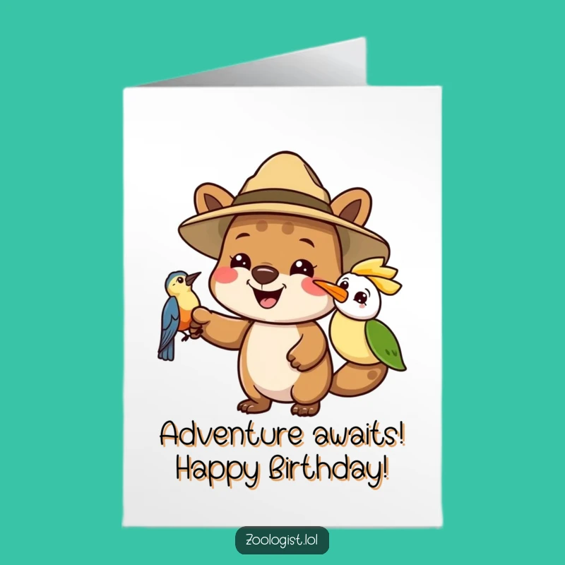 Free Printable Birthday Card: Safari Animal Bird Funny Downloadable Gift
