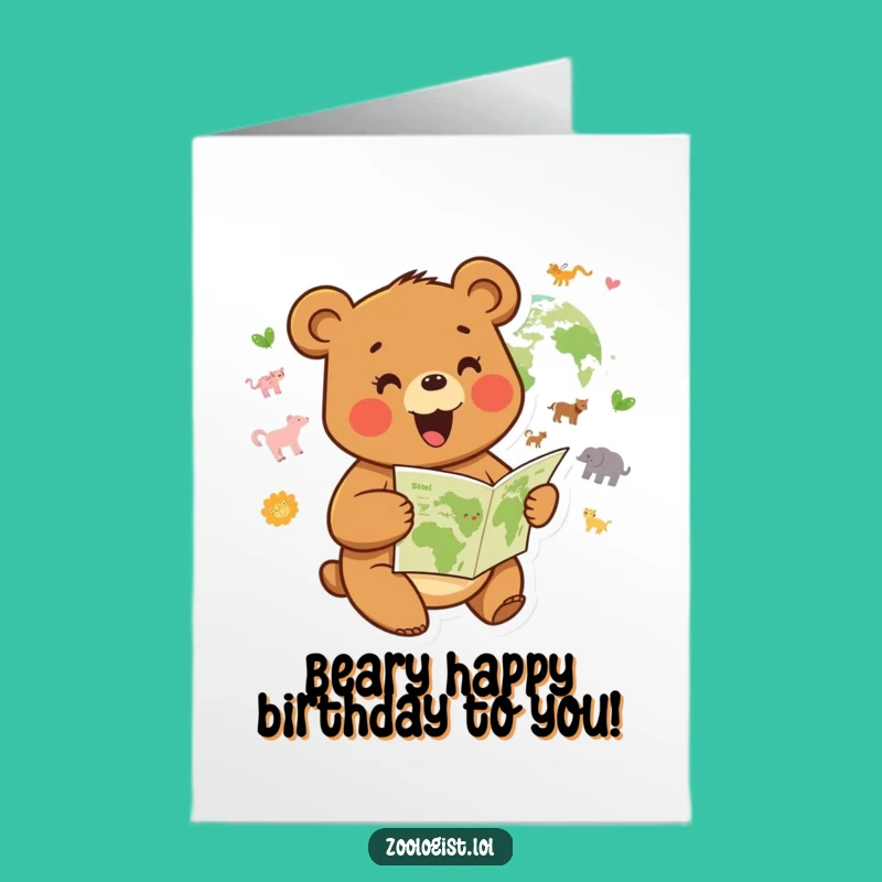 Free Printable Birthday Card: Bear Explorer, Funny Downloadable Gift for Adventurers!
