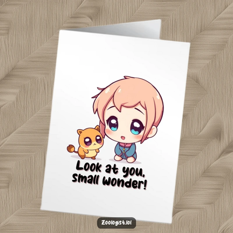 Funny Free Printable Birthday Card: Wide-eyed character stares in disbelief at a minuscule bug, a hilarious DIY gift.