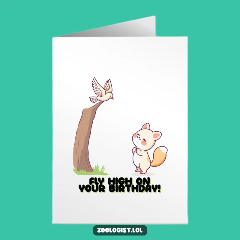 Free Printable Birthday Card: Joyful Animal Bird Watching Humor Download