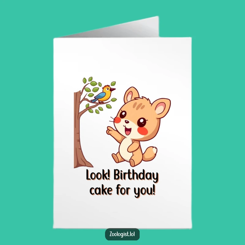 Free Printable Birthday Card: Joyful Bird Watcher Animal - Exciting DIY Gift