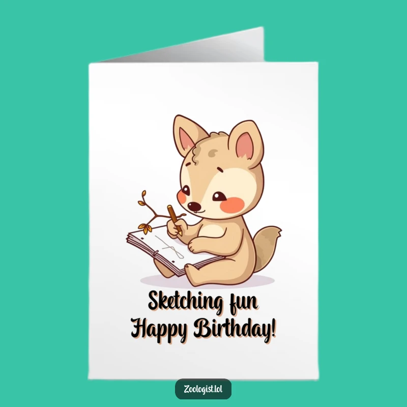 Free Printable Birthday Card: Sketching Animal Notepad Funny Downloadable Gift