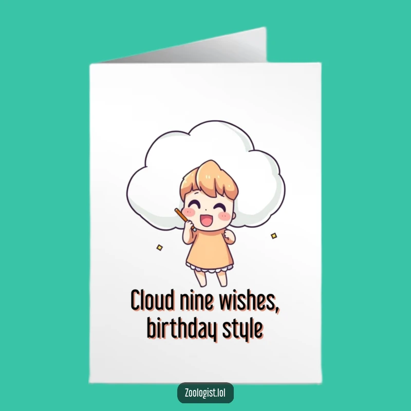 Free Printable Funny Birthday Card: Cloud Sketching Character for Whimsical Wishes Downloadable Gift