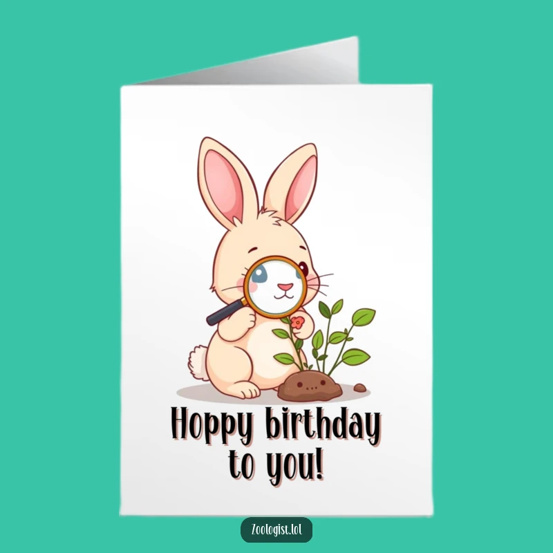 Free Printable Rabbit Birthday Card: Funny Plant Explorer DIY Downloadable Gift