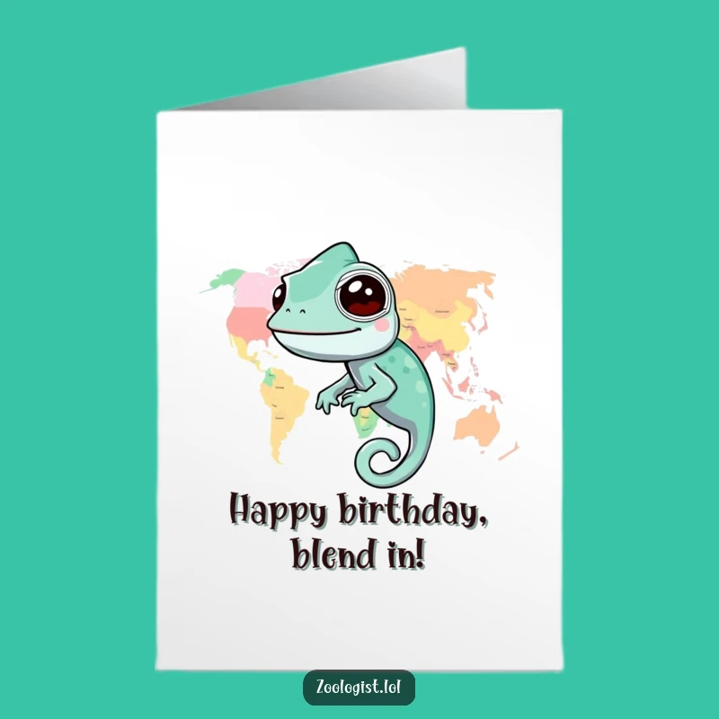 Free Printable Birthday Card: Happy Chameleon Map - Fun Downloadable Gift!