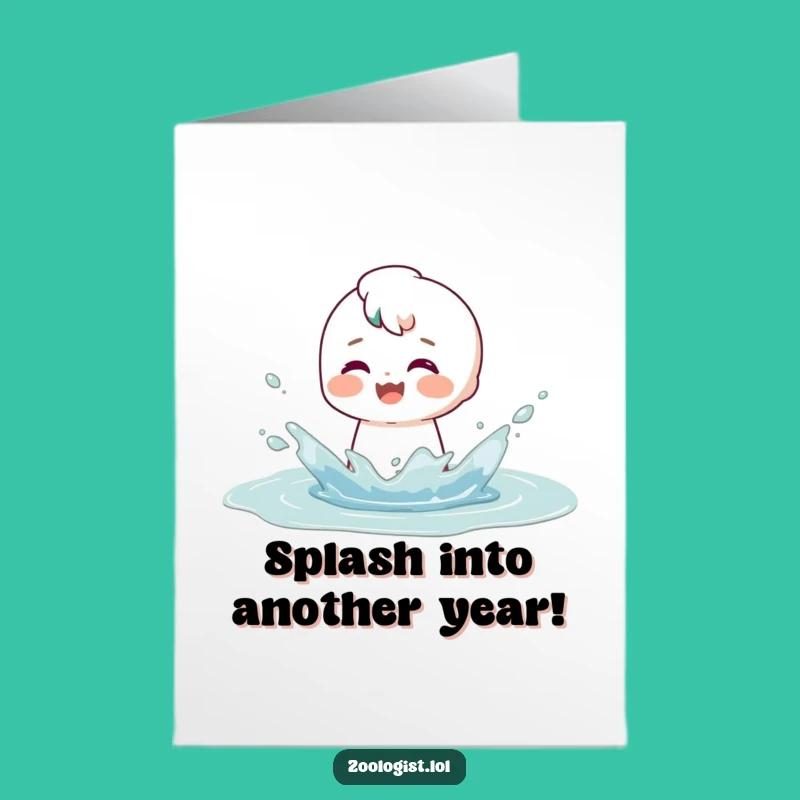 Free Printable Birthday Card: Funny Splashing Character - Happy Downloadable Gift