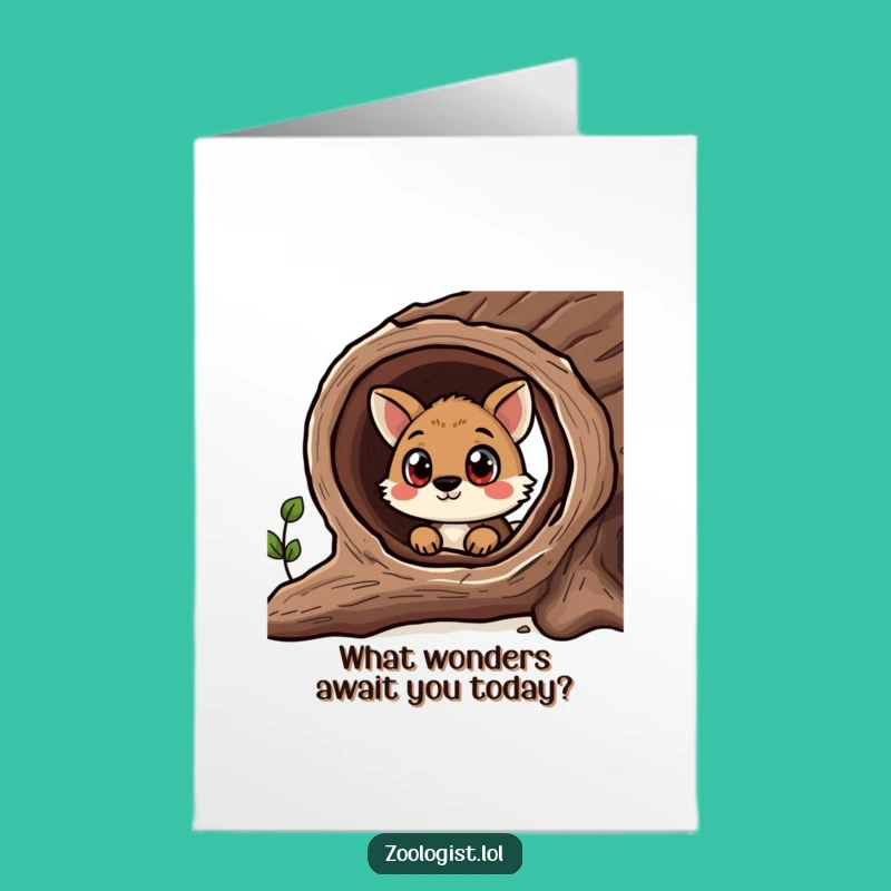 Free Printable Birthday Card: Curious Animal Exploring Funny Downloadable Gift
