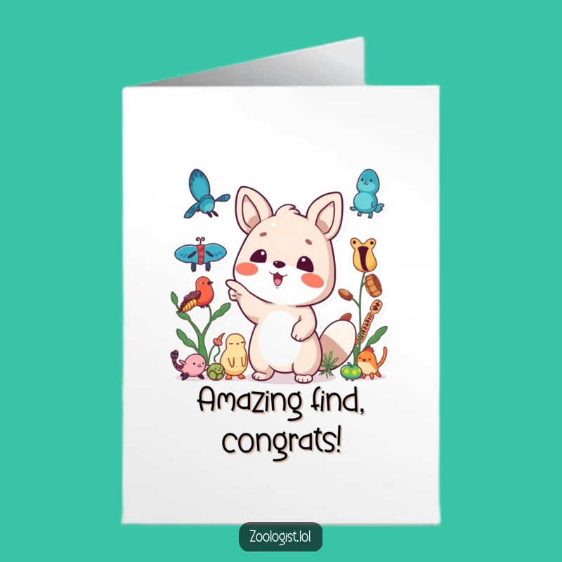 Free Printable Congrats Card: Enthusiastic Animal Points to Success!