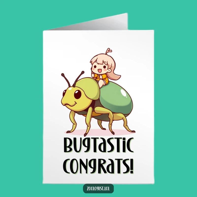Free Printable Congrats Card: Funny Beetle Ride Character, Downloadable Achievement Gift
