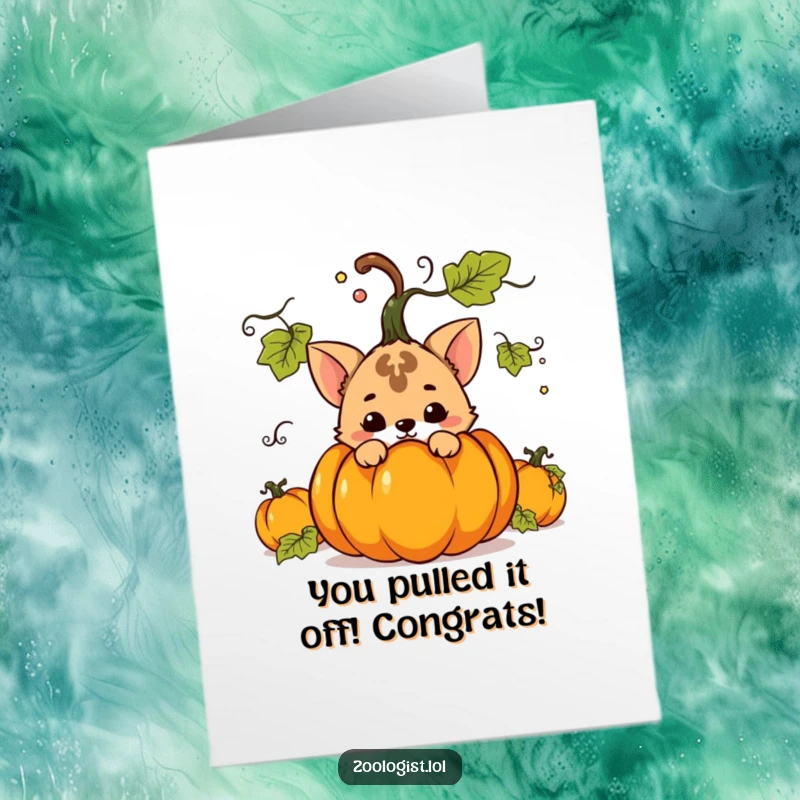 Funny Free Printable Congrats Card: Mischievous animal hiding, perfect for surprising someone with good news.