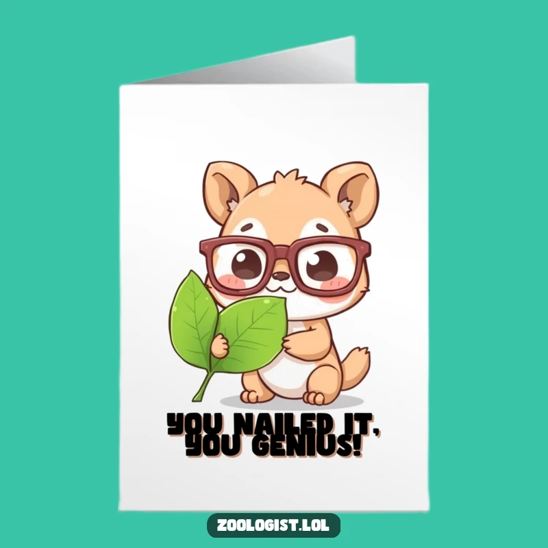 Free Printable Congrats Card: Whimsical Animal with Glasses - Easy DIY Downloadable