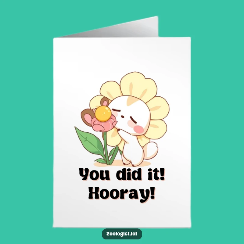 Free Printable Congrats Card: Curious Animal & Flower - Funny Downloadable Gift