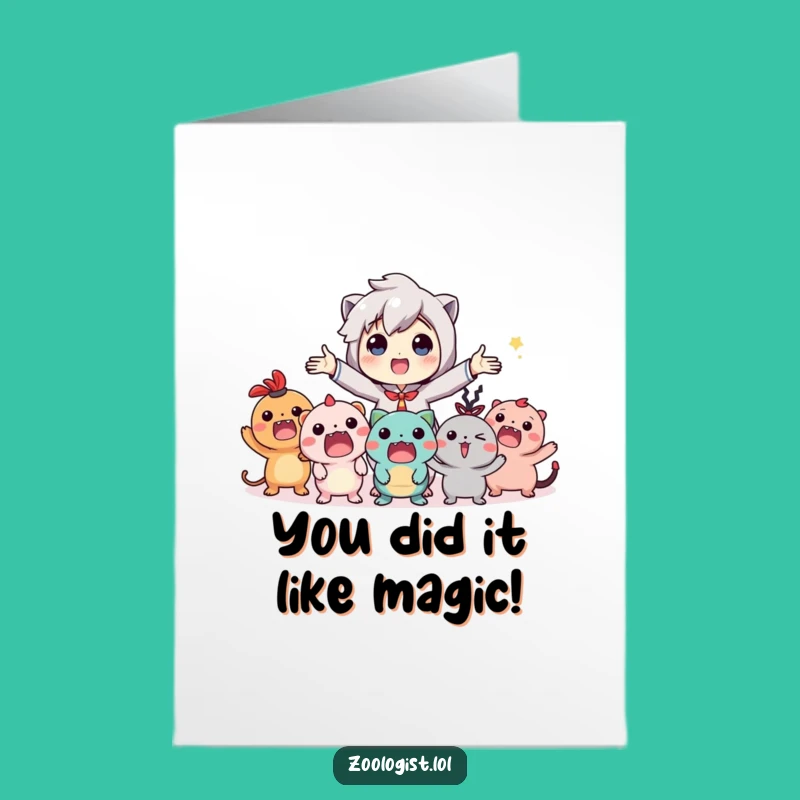 Free Printable Congrats Card: Funny Character Shares Big News, Downloadable Celebration!
