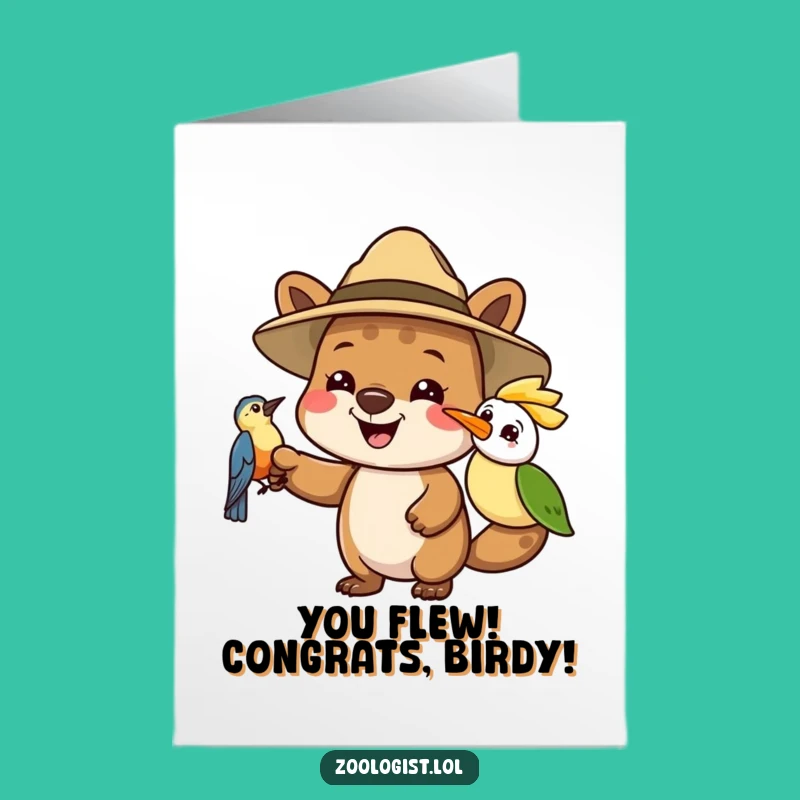 Free Printable Congrats Card: Safari Animal Bird Funny Downloadable Gift