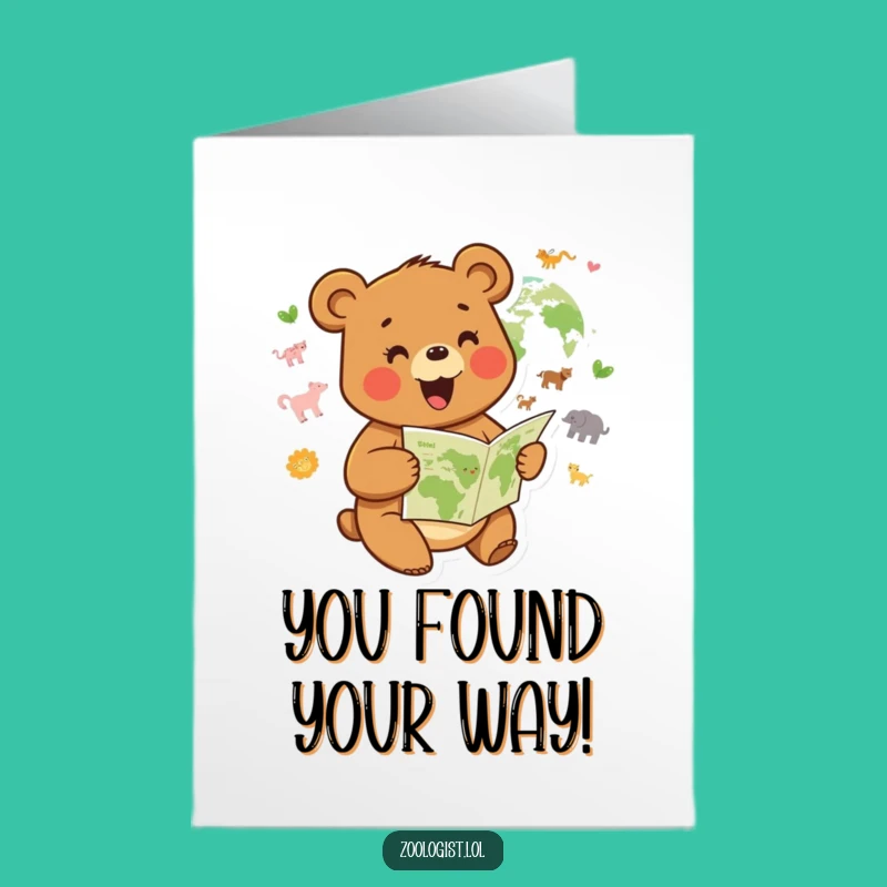 Free Printable Congrats Card: Bear Explorer, Funny Downloadable Gift for Journeys!