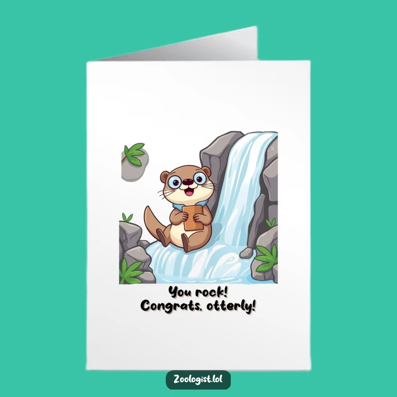 Free Printable Kawaii Otter Zoologist Congrats Card: Funny Downloadable Gift for Thrill-Seekers
