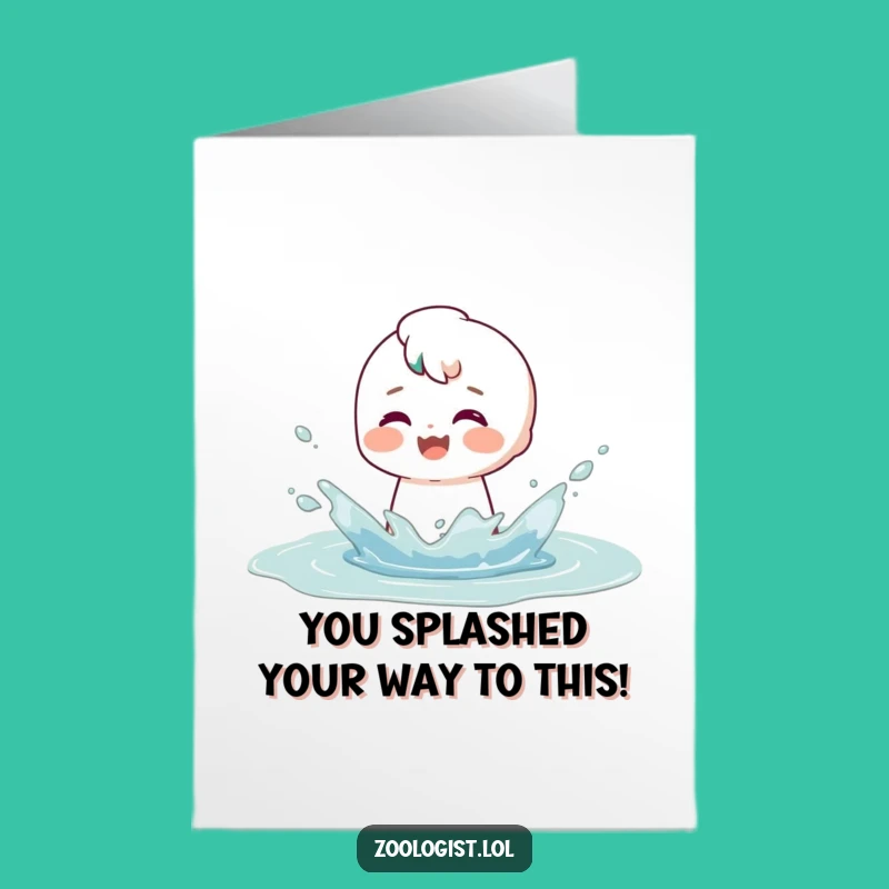 Free Printable Congrats Card: Happy Splashing Character - Funny Downloadable Gift
