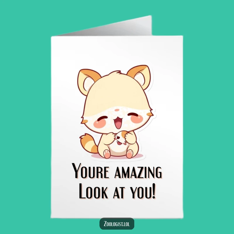 Free Printable Congrats Card: Amusing Animal Examining Creature Downloadable