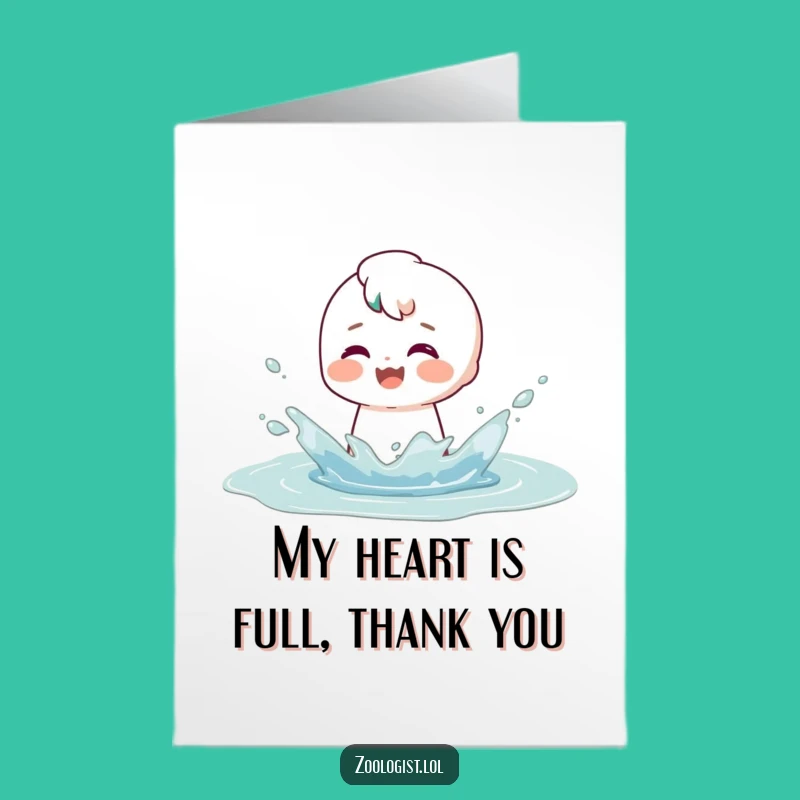 Free Printable Thank You Card: Happy Splashing Character - Funny Downloadable Gift