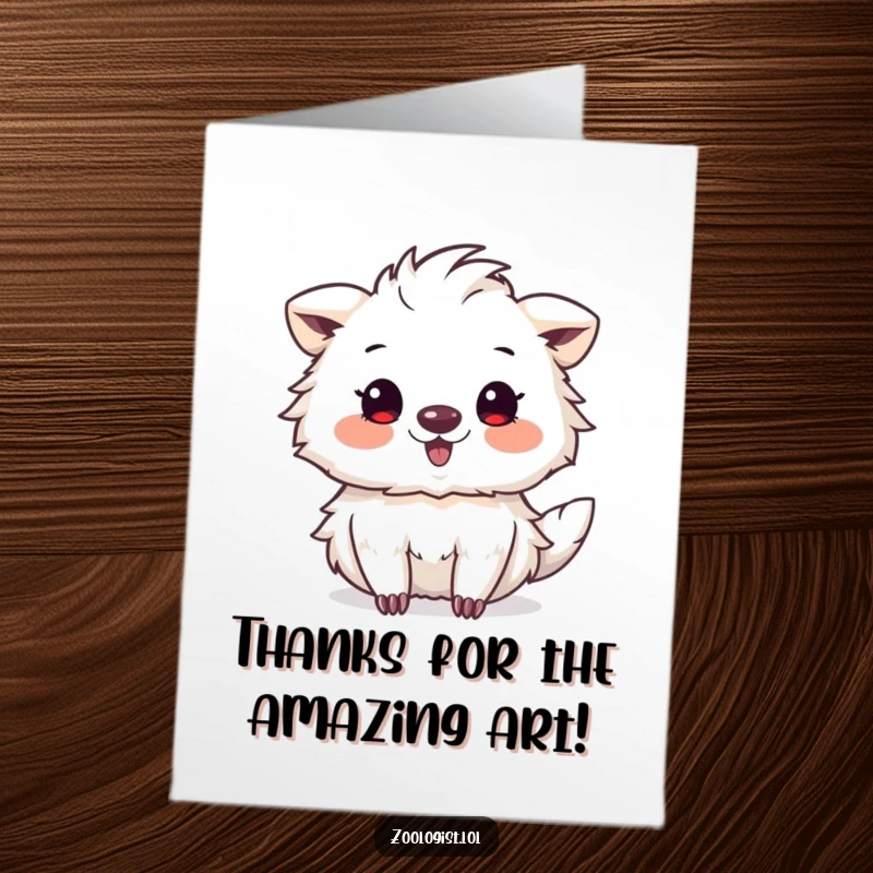 Funny Free Printable Thank You Card: An adorable animal sketch artist creating a unique creature expresses heartfelt thanks, a great DIY gift.
